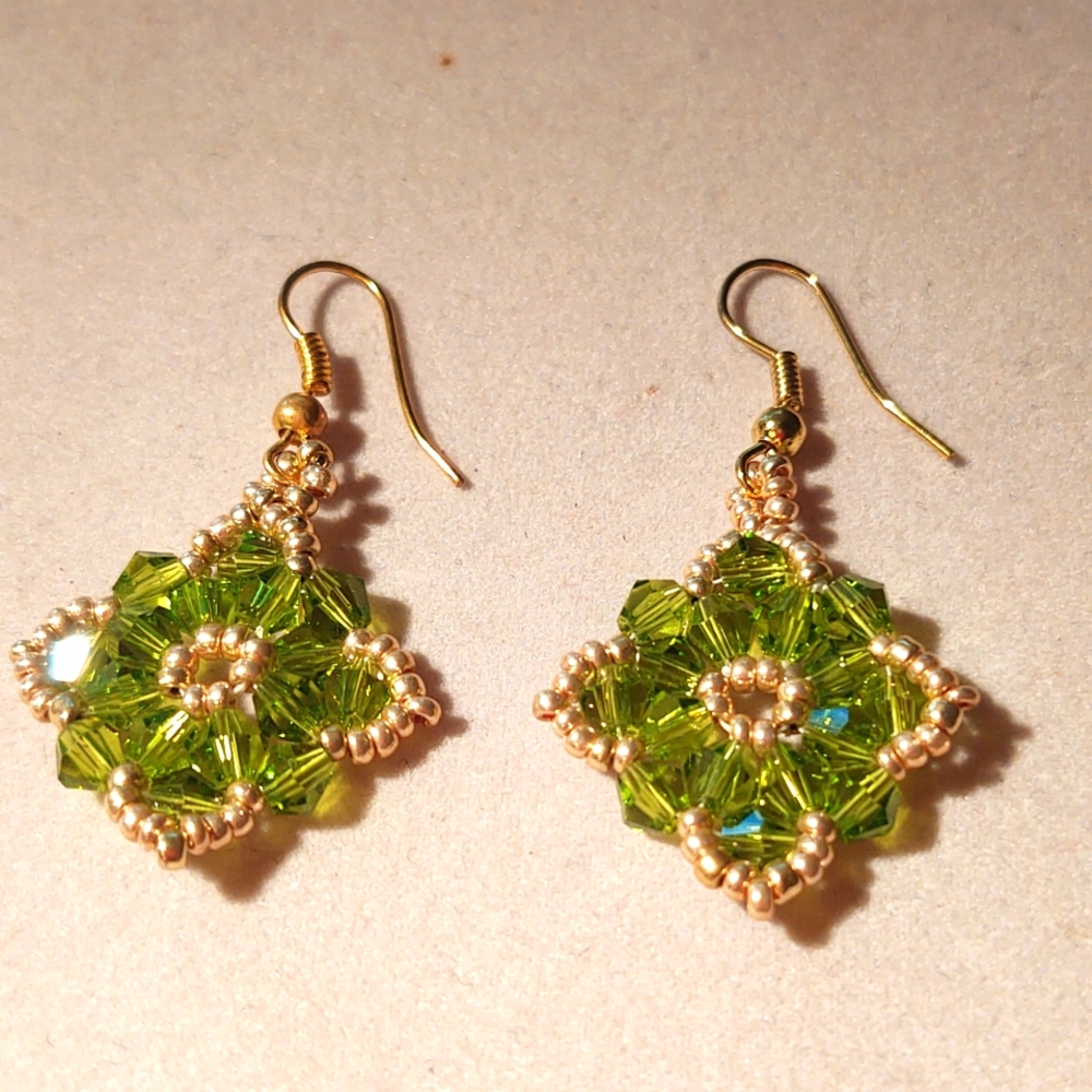 Handmade Crystal Floral Earrings